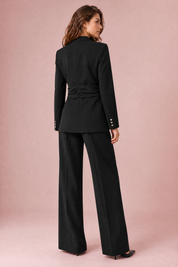 Ensemble noir ceinturé taille haute | Vue de dos | Lounelle Paris