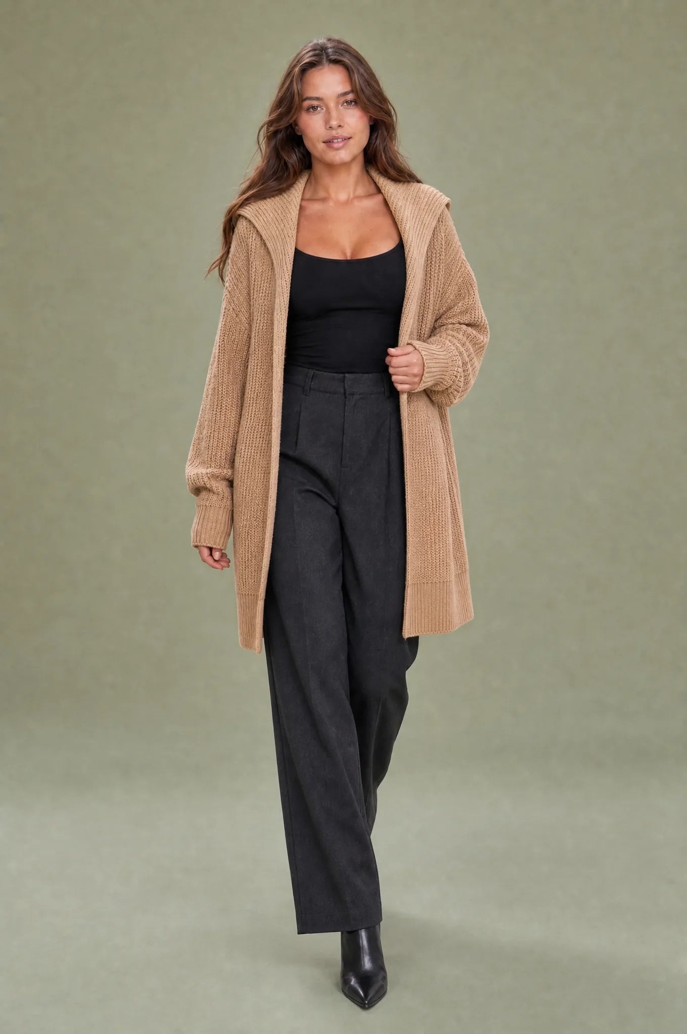 Gilet ample col châle | Vue en mouvement | Lounelle Paris