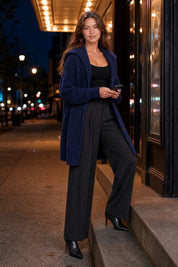 Gilet ample col châle | Variante Bleu marine - Lifestyle | Lounelle Paris