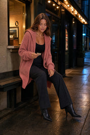 Gilet ample col châle | Variante Rouge - Lifestyle | Lounelle Paris