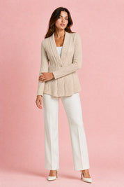 Gilet blazer texturé coupe ajustée | Variante Beige | Lounelle Paris