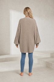 Gilet long beige manches bouffantes | Lounelle Paris