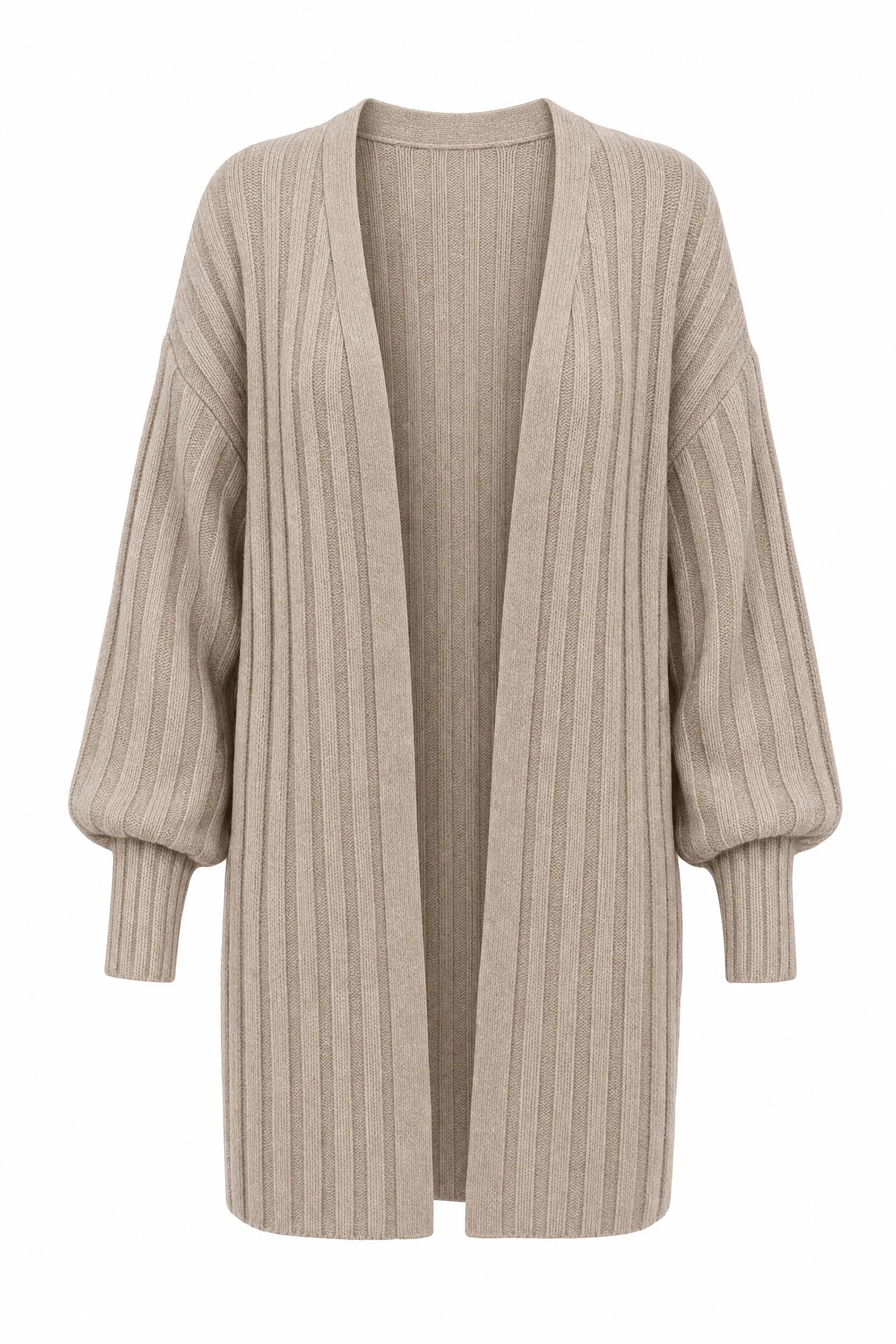 Gilet long beige manches bouffantes | Lounelle Paris