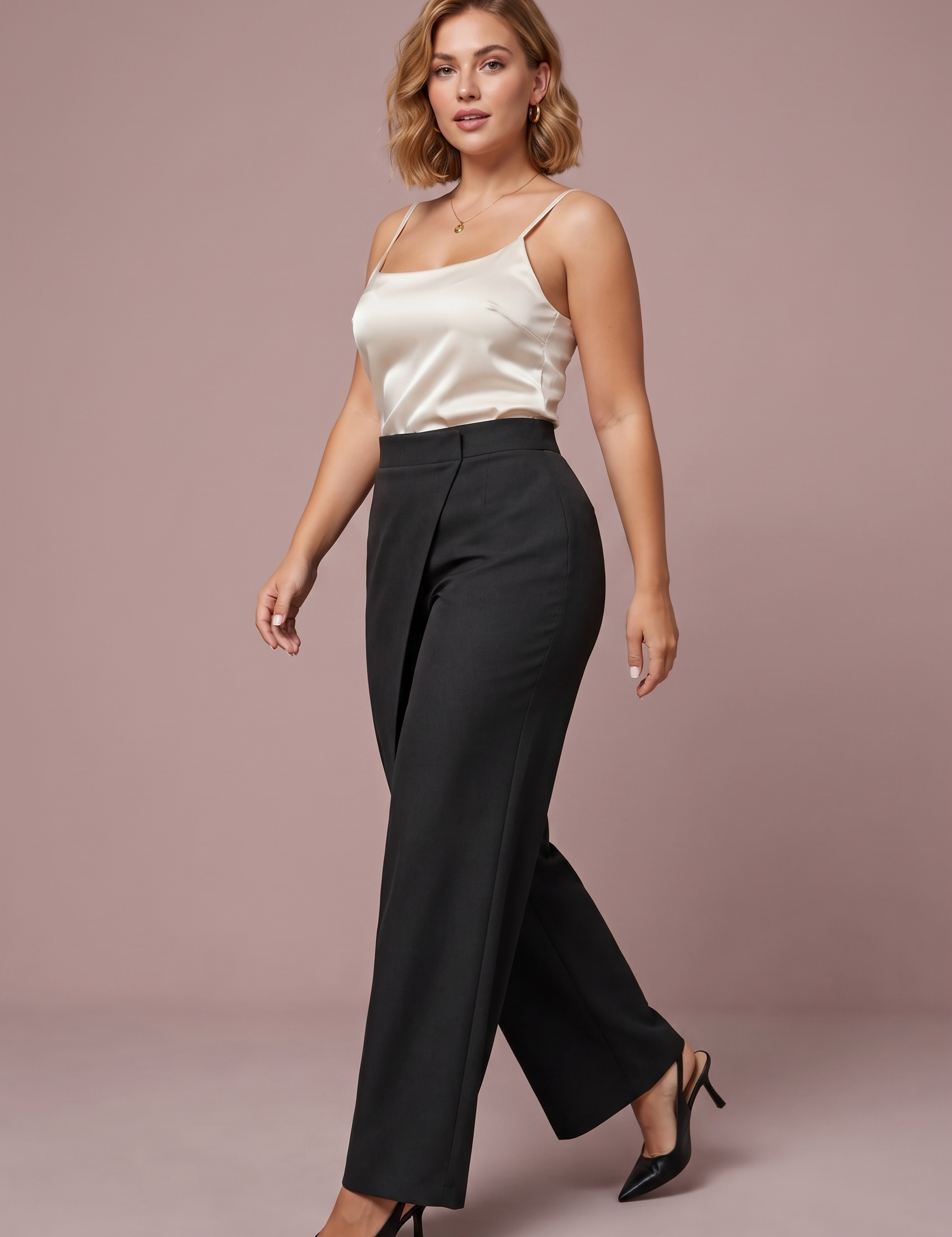 Pantalon taille haute asymétrique | Vue de face | Lounelle Paris