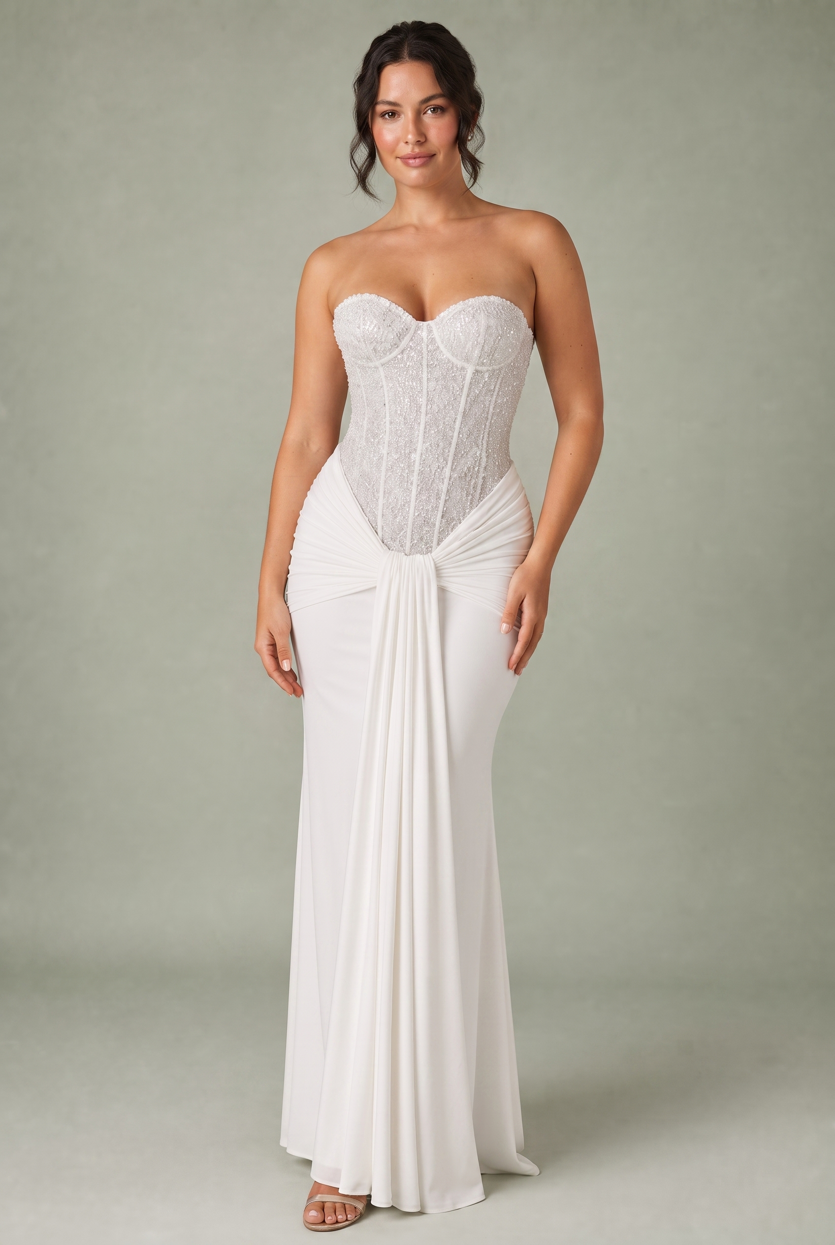 Robe longue bustier drapée | Porté sur une autre silhouette | Lounelle Paris