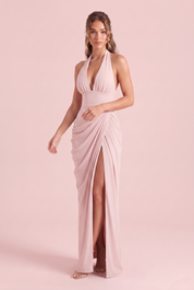 Robe longue col licou dos nu | Variante Rose | Lounelle Paris
