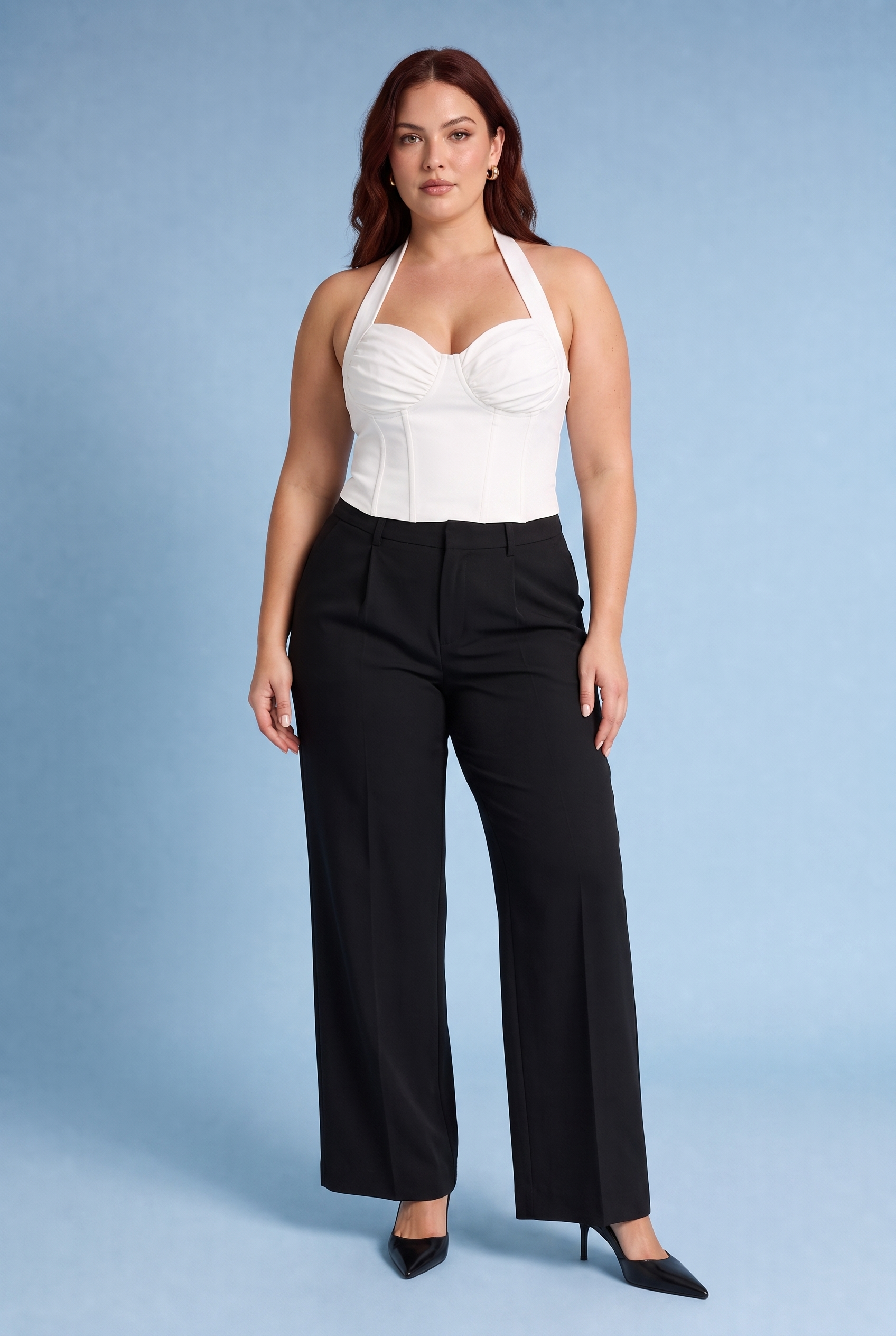Crop top corset licou décolleté en cœur | Porté sur une silhouette plus ronde | Lounelle Paris