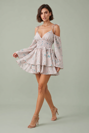 Robe fluide à bretelles et volants | Vue de face | Lounelle Paris