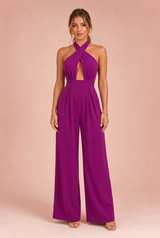 Halterneck Backless Wide-Leg Jumpsuit