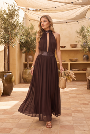 Robe longue col licou dos nu | Photo lifestyle | Lounelle Paris
