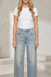 Jean bleu clair ample taille mi-haute | Lounelle Paris
