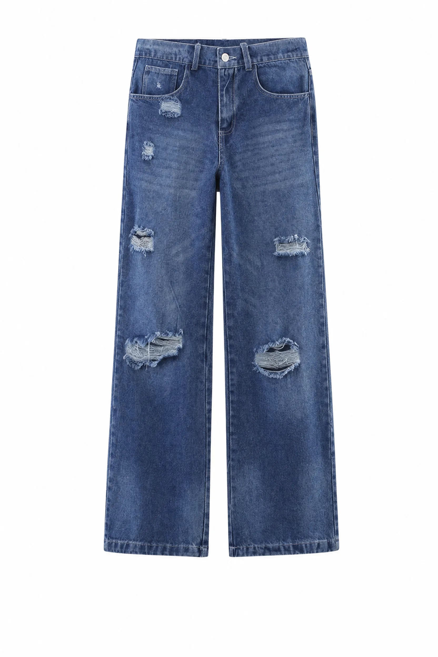 Jean bleu déchiré coupe ample | Lounelle Paris