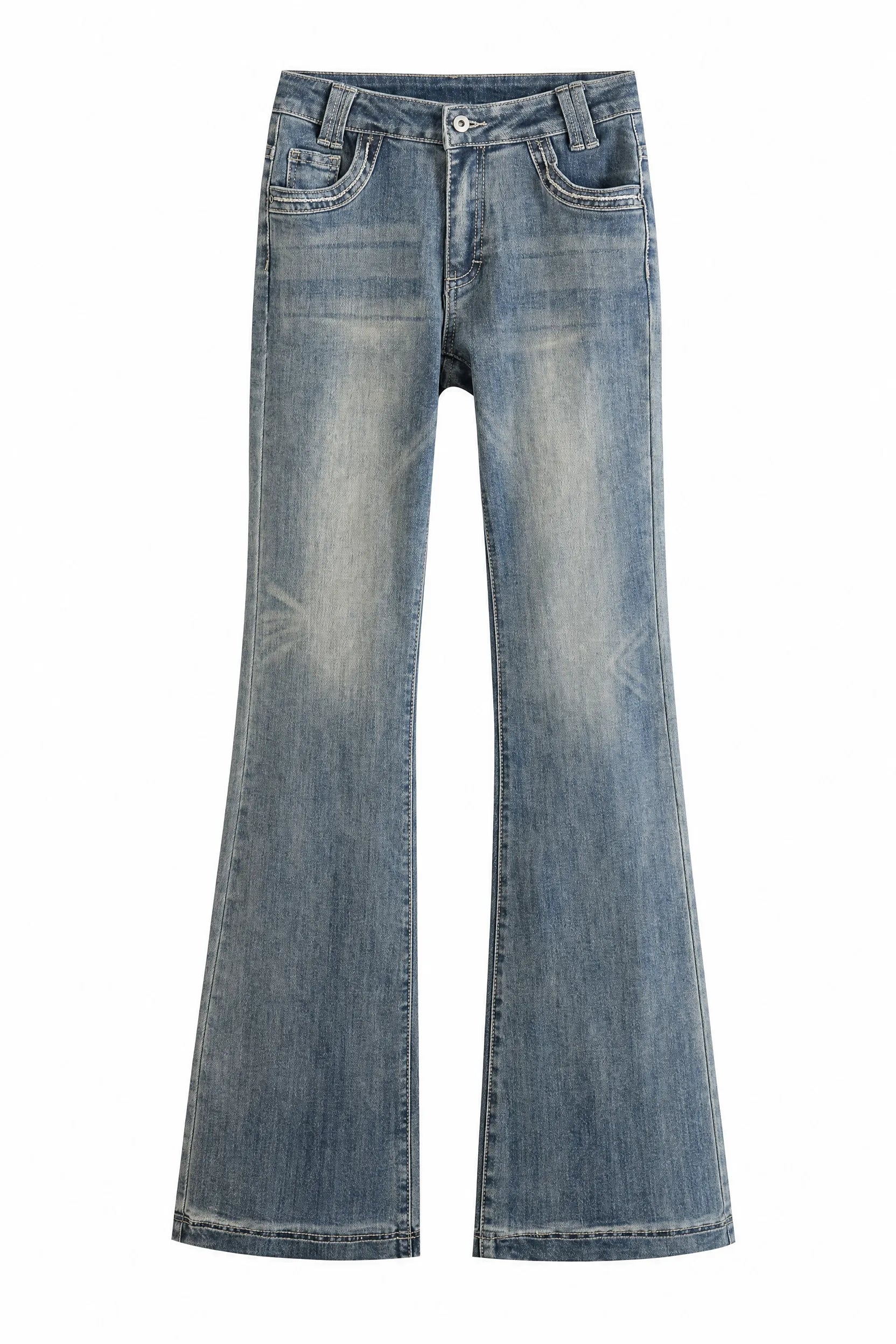 Jean bleu délavé coupe évasée | Lounelle Paris
