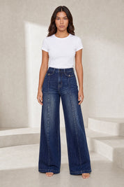 Jean bleu taille haute coupe large | Lounelle Paris