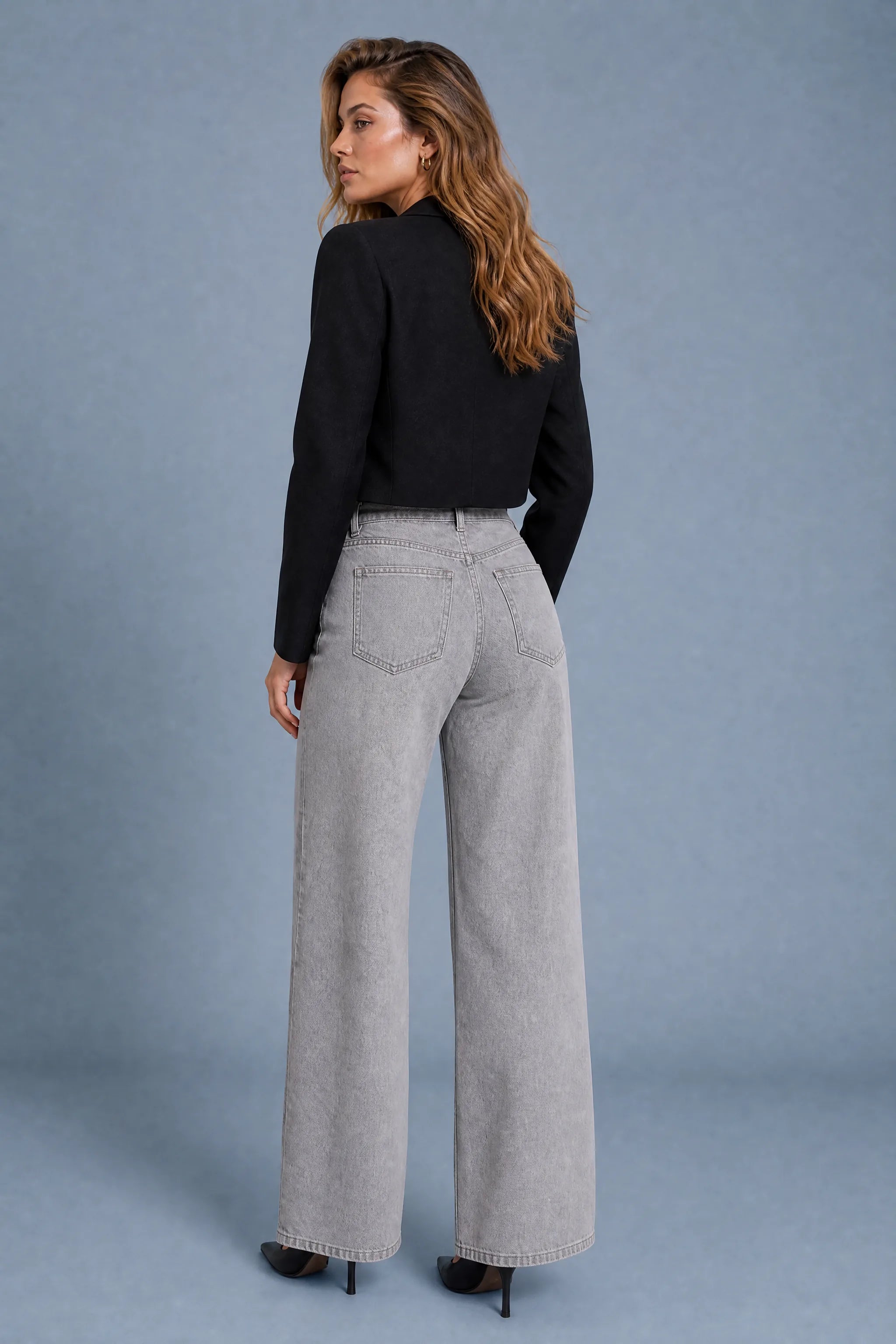 Jean taille haute jambe large | Vue de dos | Lounelle Paris