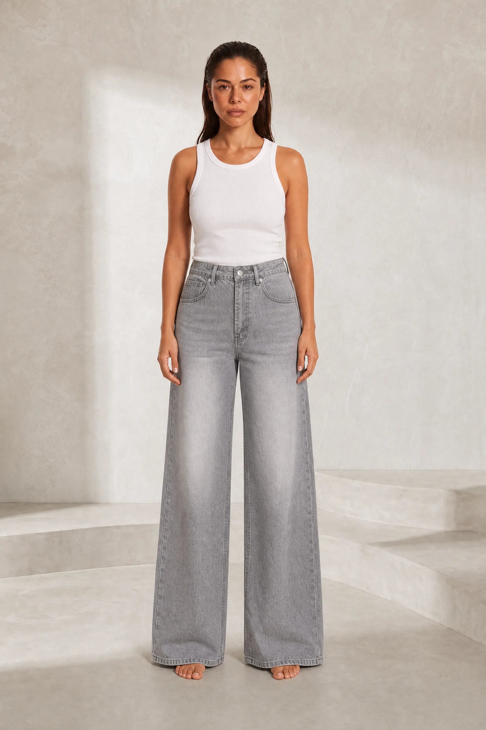 Jean taille haute jambe large | Lounelle Paris
