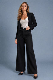 Jean taille haute jambe large | Variante Noir | Lounelle Paris