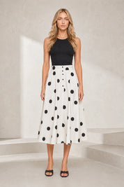 Jupe blanche à pois évasée | Lounelle Paris