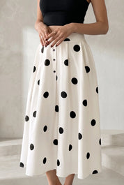 Jupe blanche à pois évasée | Lounelle Paris