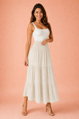 Smocked Ruffle Maxi Skirt