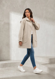 Manteau beige ample col à revers | Lounelle Paris