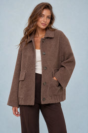 Manteau court ample à boutons | Vue rapprochée | Lounelle Paris