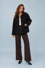 Cropped Oversized Button-Front Coat