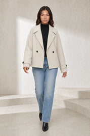 Manteau court écru double boutonnage | Lounelle Paris
