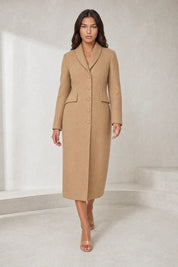 Manteau long cintré à col tailleur | Lounelle Paris