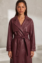 Manteau long effet cuir ceinturé | Lounelle Paris