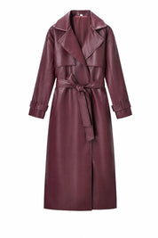 Manteau long effet cuir ceinturé | Lounelle Paris