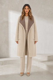 Manteau long réversible col duveteux | Lounelle Paris