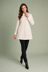 Mid-Length Funnel-Neck Button-Front Coat