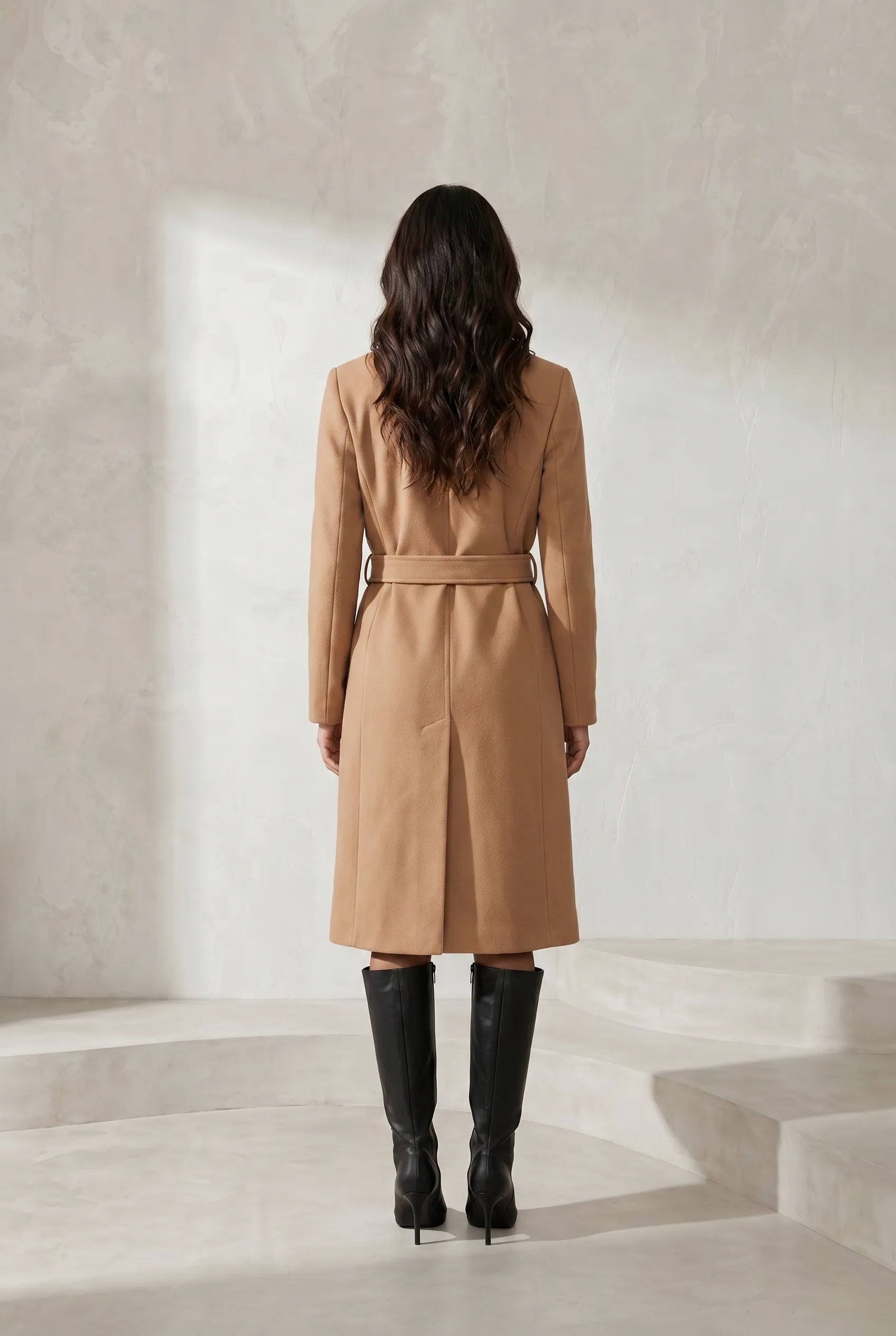 Manteau mi-long ceinturé col tailleur | Lounelle Paris