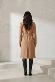 Manteau mi-long ceinturé col tailleur | Lounelle Paris
