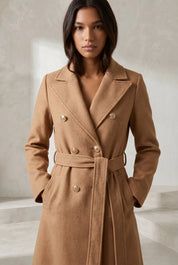Manteau mi-long ceinturé col tailleur | Lounelle Paris