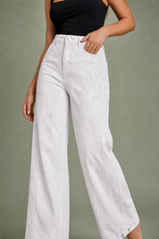 Pantalon blanc ample effet délavé | Vue rapprochée | Lounelle Paris