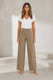 Pantalon cargo ample taille mi-haute | Lounelle Paris