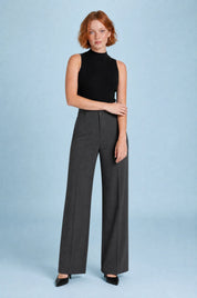 Pantalon de tailleur fluide taille haute | Variante Gris foncé | Lounelle Paris