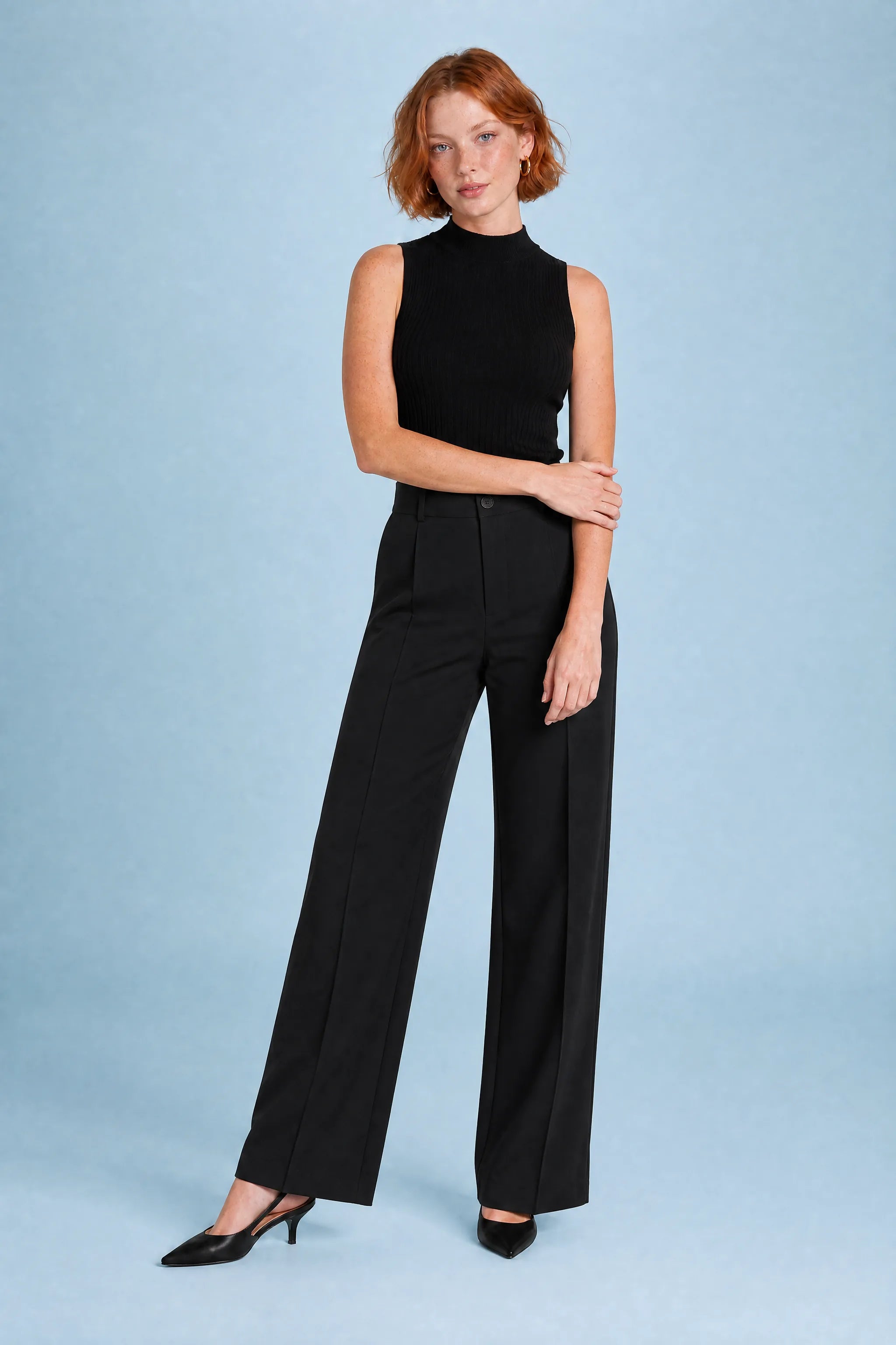 Pantalon de tailleur fluide taille haute | Variante Noir | Lounelle Paris