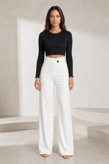 High-Waist Fluid Pants with Cross Belt