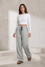 Pantalon gris large taille haute | Lounelle Paris