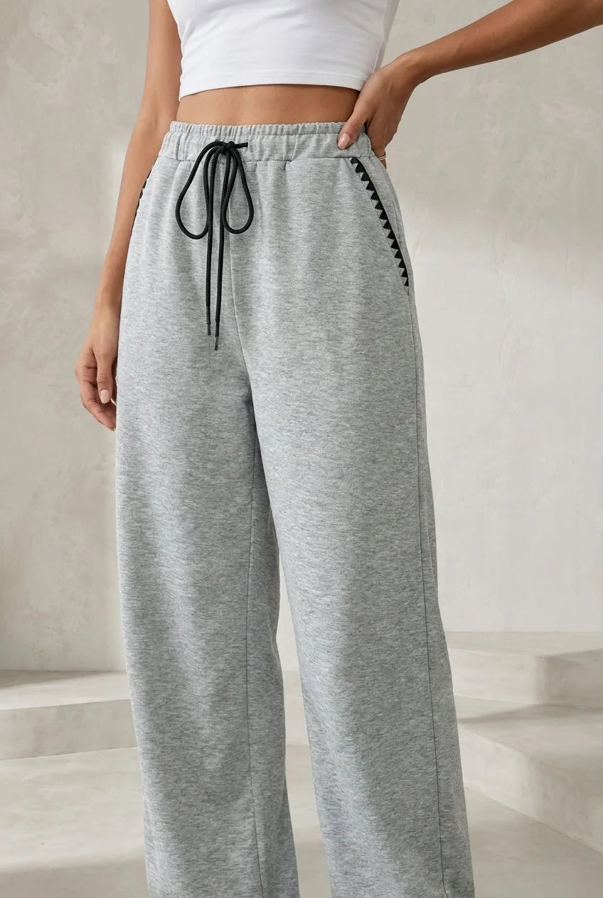 Pantalon gris large taille haute | Lounelle Paris