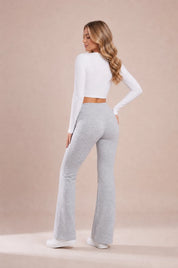 Pantalon gris taille en V évasé | Vue de dos | Lounelle Paris