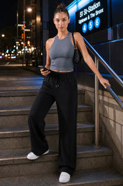 Pantalon large à cordon | Variante Noir - Lifestyle | Lounelle Paris