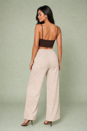Pantalon large abricot taille élastique | Vue de dos | Lounelle Paris