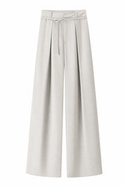 Pantalon large gris clair ceinturé | Lounelle Paris