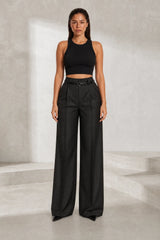 High-waisted wide-leg pants