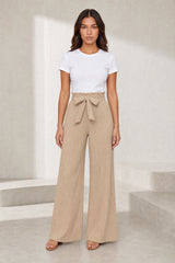 Pantalon large taille haute à nouer