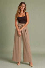 High-Waisted Wide-Leg Split-Hem Pants